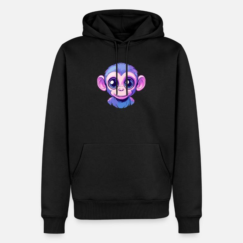 Bunter Affe Gesicht - Männer Premium Bio Hoodie - Schwarz