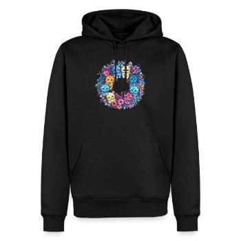 Chats colorés dans une couronne de fleurs - Sweat à capuche Premium bio Homme - noir - Devant - Nico (187cm)