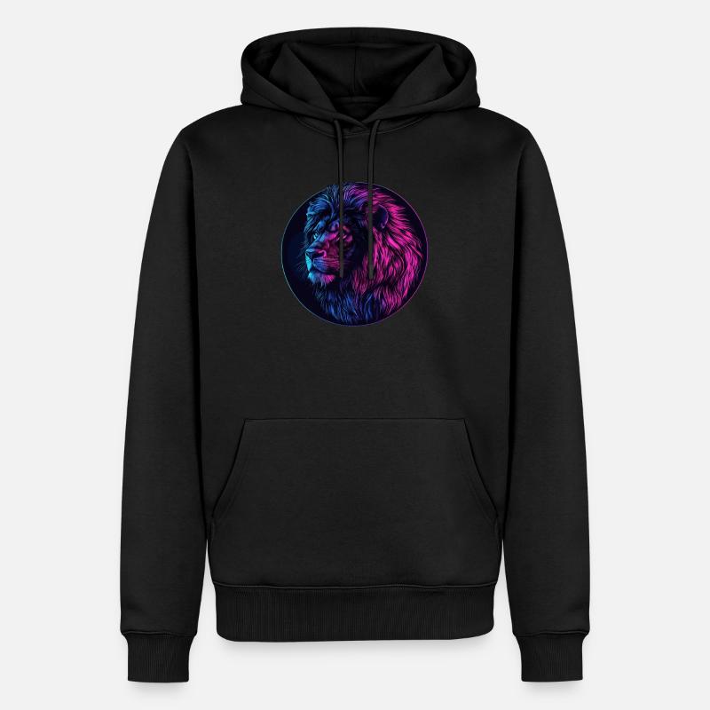 Lion néon - Sweat à capuche Premium bio Homme - noir
