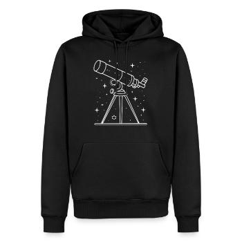 Télescope à lignes fines et ciel étoilé - Sweat à capuche Premium bio Homme - noir - Devant - Nico (187cm)
