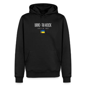 Ivano-Frankivsk, Ukraine - Sweat à capuche Premium bio Homme - noir - Devant - Nico (187cm)