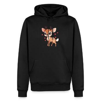Fauve avec des cœurs - Sweat à capuche Premium bio Homme - noir - Devant - Nico (187cm)