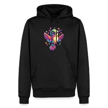 Bunter Kolibri mit Herzen - Männer Premium Bio Hoodie - Schwarz - Vorne - Nico (187cm)