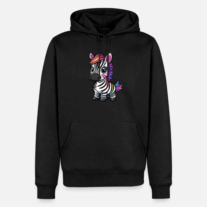 Bunt gestreiftes Zebra - Männer Premium Bio Hoodie - Schwarz