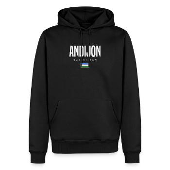 Andijon, Ouzbékistan - Sweat à capuche Premium bio Homme - noir - Devant - Nico (187cm)