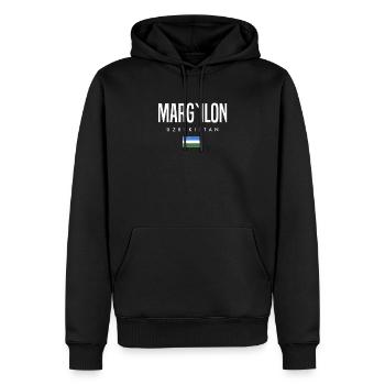Marg’ilon, Ouzbékistan - Sweat à capuche Premium bio Homme - noir - Devant - Nico (187cm)