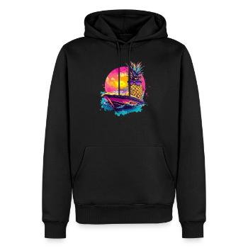 Cool pineapple in the boat - Men’s Premium Organic Hoodie - black - Front - Nico (187cm)
