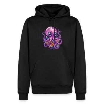 Pieuvre avec des fleurs - Sweat à capuche Premium bio Homme - noir - Devant - Nico (187cm)