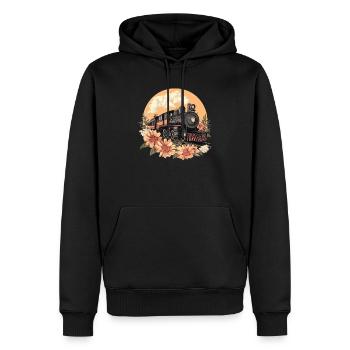 Alter Zug mit Blumen - Männer Premium Bio Hoodie - Schwarz - Vorne - Nico (187cm)
