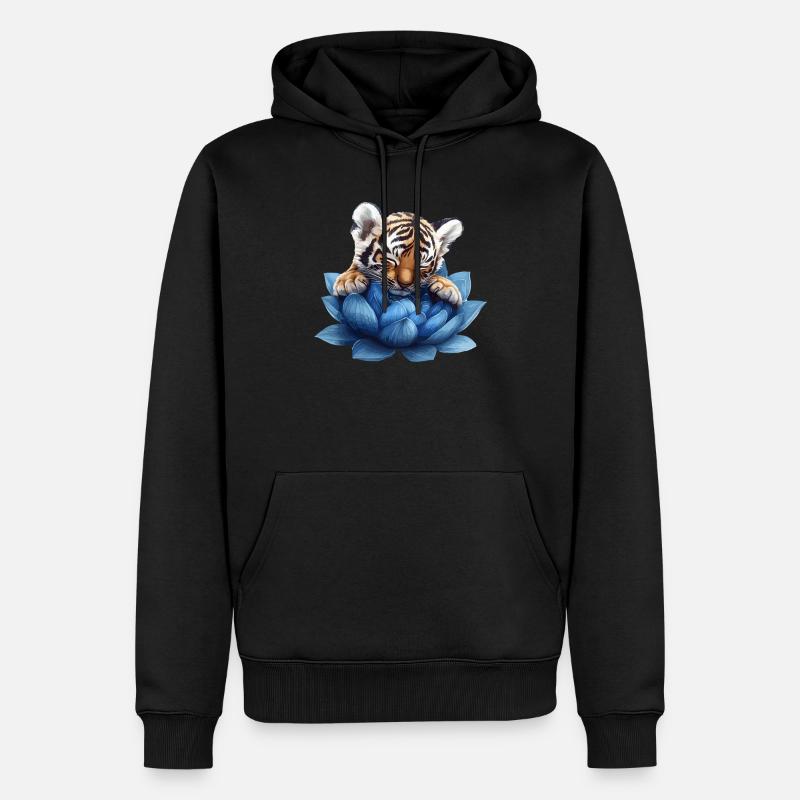Bébé tigre en fleur - Sweat à capuche Premium bio Homme - noir