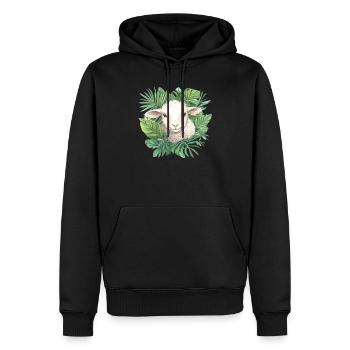 Schaf mit Blättern - Männer Premium Bio Hoodie - Schwarz - Vorne - Nico (187cm)