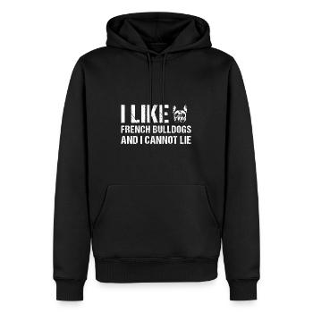 J’aime le bouledogue français et je ne peux pas mentir - Sweat à capuche Premium bio Homme - noir - Devant - Nico (187cm)