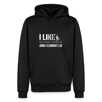 I Like Boston Terrier And I Cannot Lie - Männer Premium Bio Hoodie - Schwarz - Vorne - Nico (187cm)