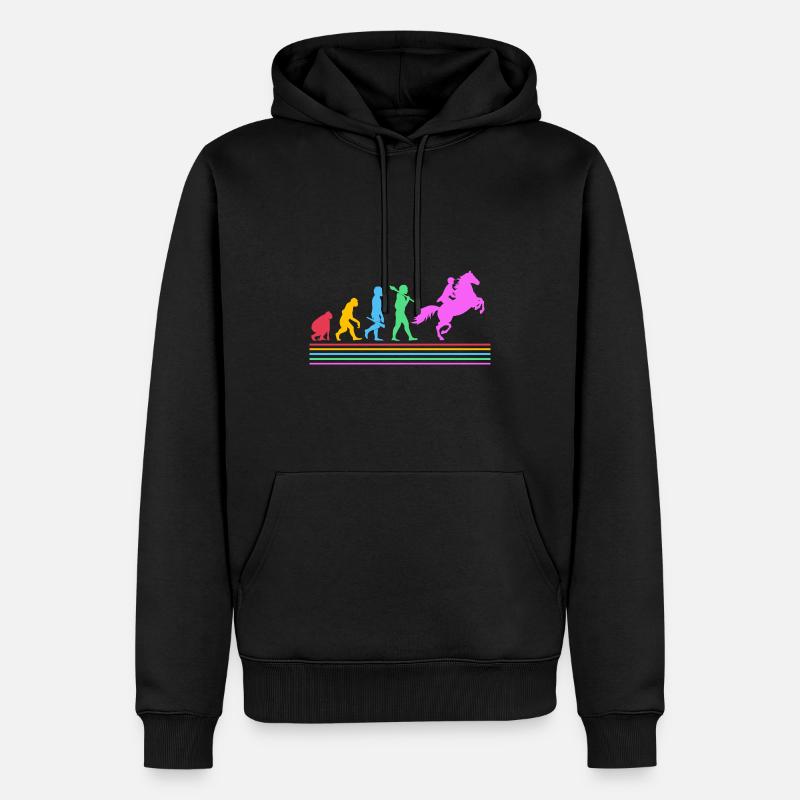 Pferderennen Evolution - Männer Premium Bio Hoodie - Schwarz