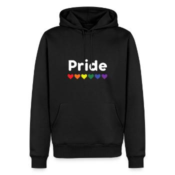 Pride - Fierté d'être homo - Sweat à capuche Premium bio Homme - noir - Devant - Nico (187cm)