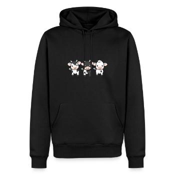 vache - Sweat à capuche Premium bio Homme - noir - Devant - Nico (187cm)