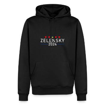 ZELENSKY 2024 - Sweat à capuche Premium bio Homme - noir - Devant - Nico (187cm)