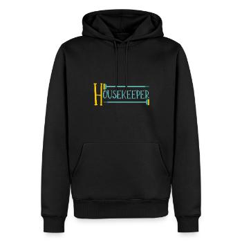 Femme de ménage Ménage - Sweat à capuche Premium bio Homme - noir - Devant - Nico (187cm)