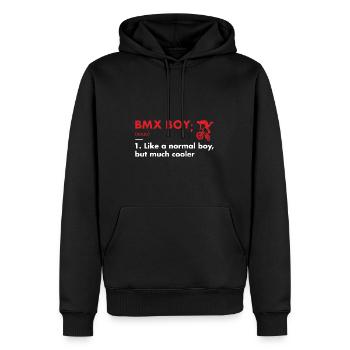 Sport Boy Définition BMX - Sweat à capuche Premium bio Homme - noir - Devant - Nico (187cm)