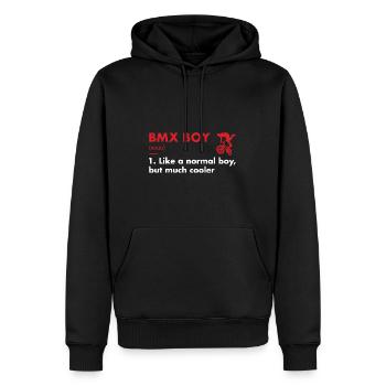 Sport Boy Définition BMX - Sweat à capuche Premium bio Homme - noir - Devant - Nico (187cm)