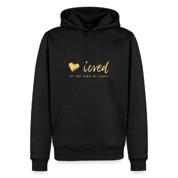 Aimé par le roi des rois - Sweat à capuche Premium bio Homme - noir - Devant - Nico (187cm)