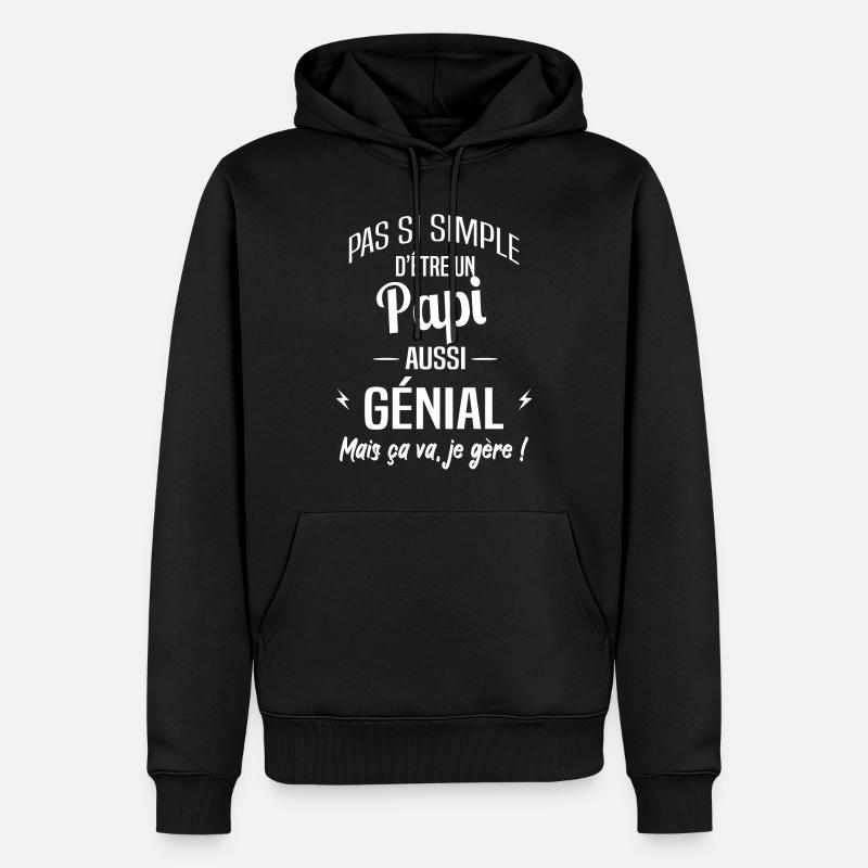 Papi - Sweat à capuche Premium bio Homme - noir