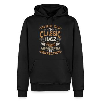 60ème Anniversaire 1962 Classic Vintage Cadeau - Sweat à capuche Premium bio Homme - noir - Devant - Nico (187cm)