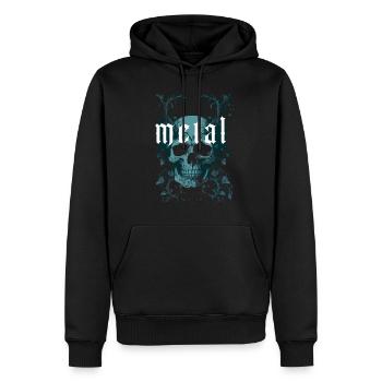 conception de crâne en métal - Sweat à capuche Premium bio Homme - noir - Devant - Nico (187cm)