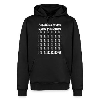 Satzzeichen sind keine Rudeltiere 11elf - Männer Premium Bio Hoodie - Schwarz - Vorne - Nico (187cm)