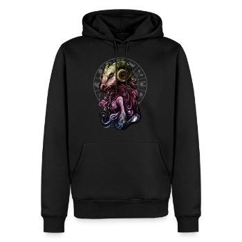 Sternzeichen Widder rainbow grey - RAHMENLOS - Männer Premium Bio Hoodie - Schwarz - Vorne - Nico (187cm)