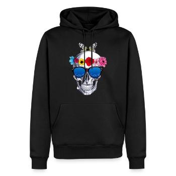 Blumen skul - Männer Premium Bio Hoodie - Schwarz - Vorne - Nico (187cm)