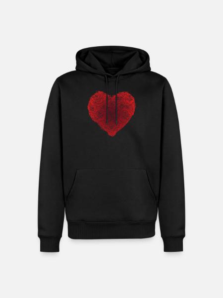 Floral heart - red - Sweat à capuche Premium bio Homme - noir