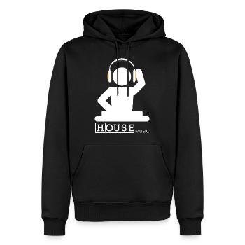 House Music - Männer Premium Bio Hoodie - Schwarz - Vorne - Nico (187cm)