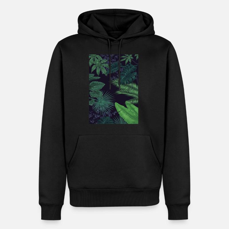 feuilles tropicales - Sweat à capuche Premium bio Homme - noir