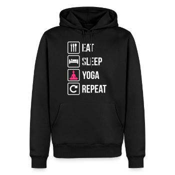Mangez le sommeil Répétition de yoga - drôle - drôle - Sweat à capuche Premium bio Homme - noir - Devant - Nico (187cm)