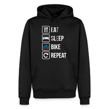 Mangez le sommeil vélo Répéter - Sweat à capuche Premium bio Homme - noir - Devant - Nico (187cm)