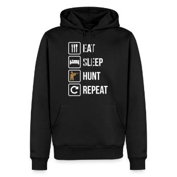 Eat Sleep Hunt Repeat Guns - Männer Premium Bio Hoodie - Schwarz - Vorne - Nico (187cm)