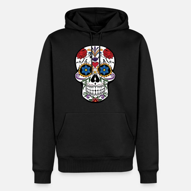 muerte Schädel 2 - Männer Premium Bio Hoodie - Schwarz