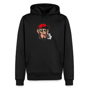 Raucher Brille Hipster Affe - Geschenk Gras Kiffen - Männer Premium Bio Hoodie - Schwarz - Vorne - Nico (187cm)