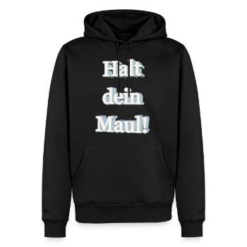 Halt dein Maul! - Männer Premium Bio Hoodie - Schwarz - Vorne - Nico (187cm)