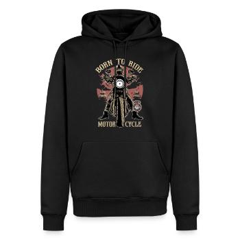 MOTORCYCLE RIDER - Motorrad Caferacer Geschenk - Männer Premium Bio Hoodie - Schwarz - Vorne - Nico (187cm)