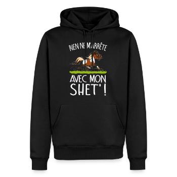 Poney shet pie (texte blanc) - Sweat à capuche Premium bio Homme - noir - Devant - Nico (187cm)