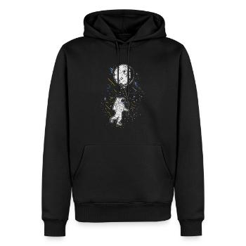 Astronaute avec ballon - Lune spatiale spatiale - Sweat à capuche Premium bio Homme - noir - Devant - Nico (187cm)