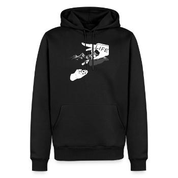 Football main en direct croire football dieu cadeau - Sweat à capuche Premium bio Homme - noir - Devant - Nico (187cm)