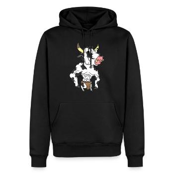 Kuh Stier - Männer Premium Bio Hoodie - Schwarz - Vorne - Nico (187cm)