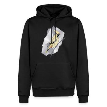 L'oiseau du waxwing - Sweat à capuche Premium bio Homme - noir - Devant - Nico (187cm)