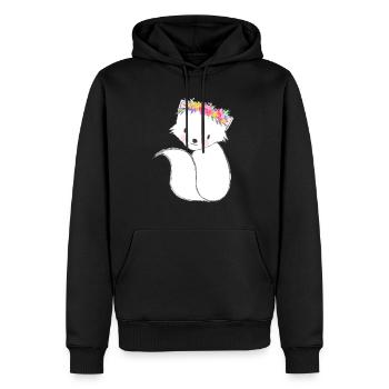 Kleiner süßer Fuchs mit Blumen - Männer Premium Bio Hoodie - Schwarz - Vorne - Nico (187cm)