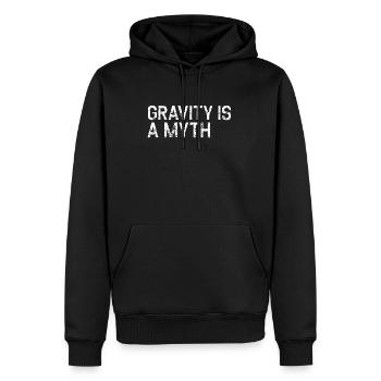 Gravity Is A Myth - climbing bouldering gift - Men’s Premium Organic Hoodie - black - Front - Nico (187cm)