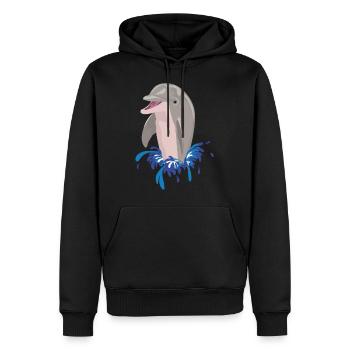 Éclaboussures de plage de mer de dauphin - Sweat à capuche Premium bio Homme - noir - Devant - Nico (187cm)