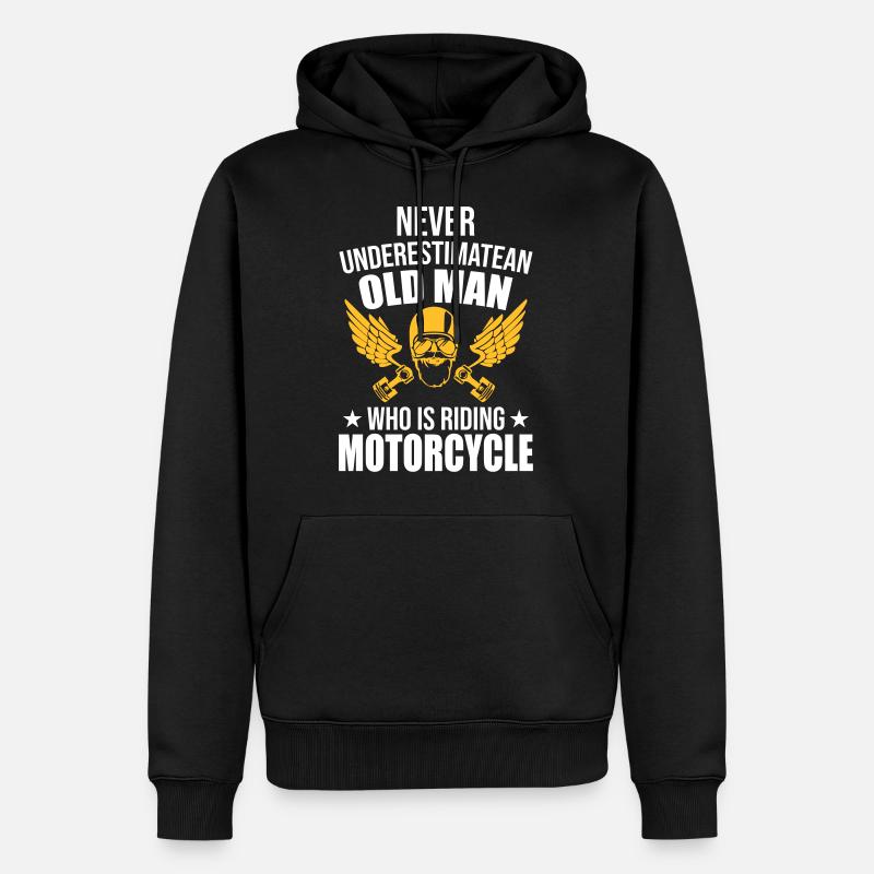 vieux hommes moto - Sweat à capuche Premium bio Homme - noir